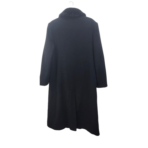 Larry Levine Wool coat size 12 Black with Fur Trim Collar - Picture 6 of 15